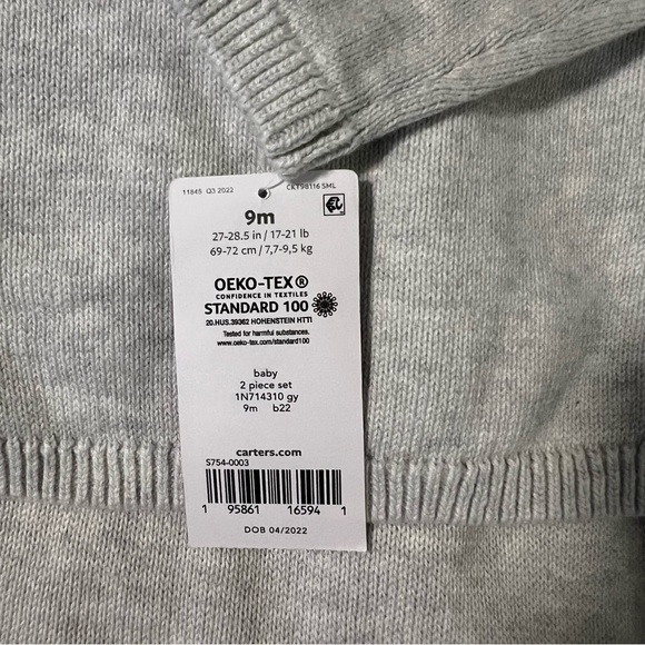 NWT! Carter's Baby 2-Piece Elephant Sweater & Footed Pant Set, Size 9M - Picture 8 of 10